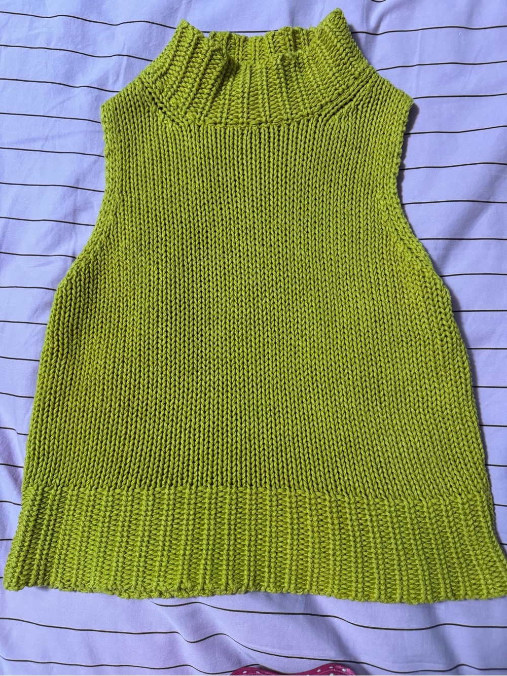 Express Sleeveless Turtleneck Knit Shell in Lime Green